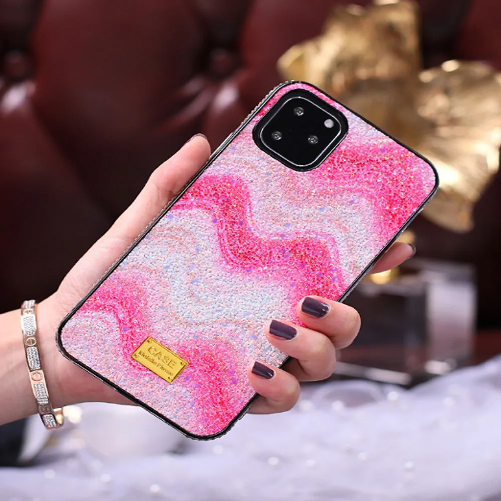 Применимые два в одном Стразы защитный чехол iphone6 7 8 p x xr xs max 11 PRO для huawei P30 PRO samsung NOTE10 PRO S10 P - Цвет: Pink