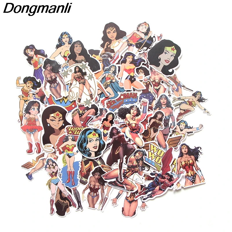 

PC35 48pcs/set Wonder Woman Scrapbooking Stickers Decal For for Guitar Laptop Luggage Car Fridge Graffiti Sticker