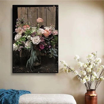 

Laeacco Flowers Canvas Painting Scandinavian Poster Nordic Decoration Home Wall Art Posters And Prints Decorative Picture Decor