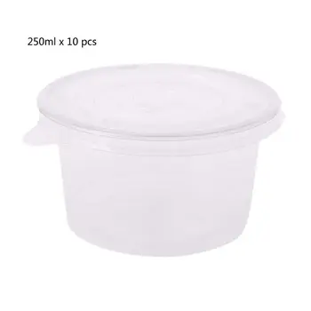 

10Pcs Disposable Cups Set Of 250ml Sauce Pot Container Jello Shot Cup Slime Storage With Lid For Ketchup
