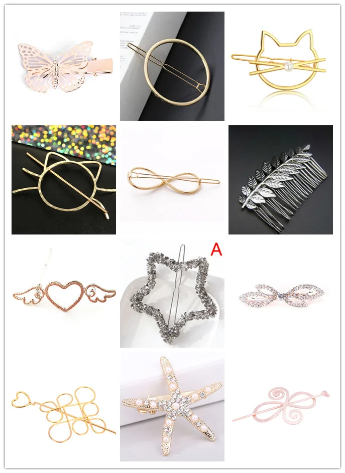 Girls Delicate Hairpins Heart Plant Leaves Moon Star Animal Hair Clip Ladies Fashion Style Hair Decorations Accessories HOT