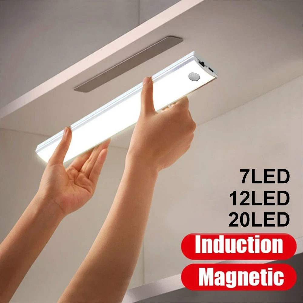 

7/12/20Leds Cabinet Light Closet Light LED Bedside Lamp PIR Motion Sensor USB Charge Wardrobe Light For Bedroom Kitchen Stairway