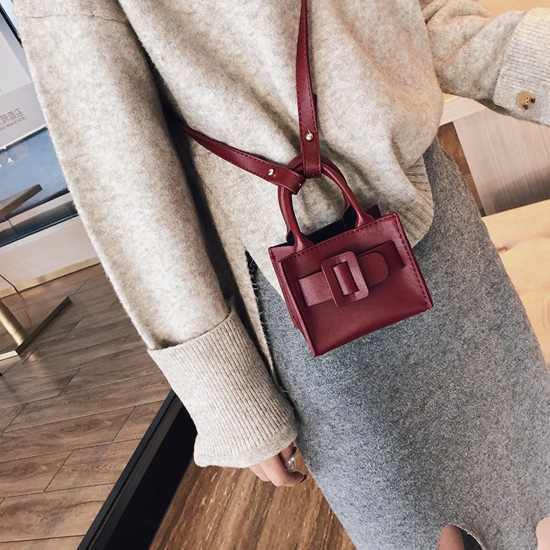 

2019 New Style Star Celebrity Style Mini Simple Square Sling Bag Belt Decoration Shoulder WOMEN'S Bag