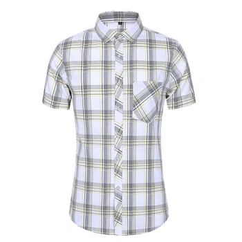 

Shirt for Man Fashion Plaid Print Blouse Personality Social Slim Casual Plus Size Shirts Male Summer New 2020
