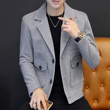 

Mink Cashmere Suit Casual Coat Men's Autumn And Winter Thick Man Korean-style Trend Unitary Suit Jacket Leisure Suit