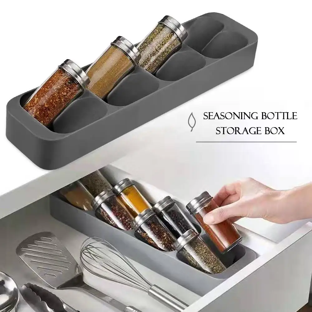 Eight Slots Drawer Condiment Seasoning Bottle Storage Holder Kitchen 8