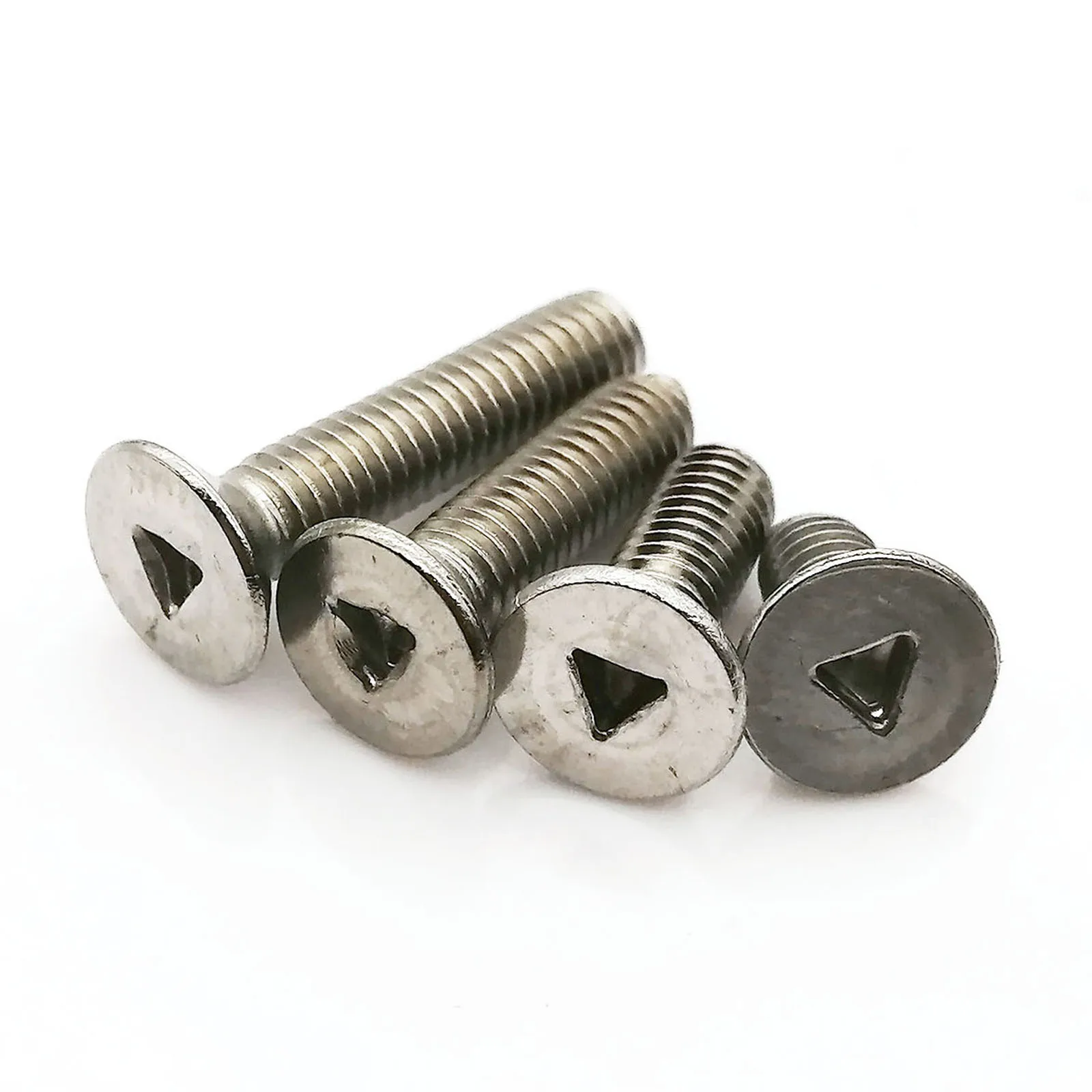 20 Stück M2 M3 M4 A2-70 304 Edelstahl Dreieckssockel Dreieckige Schlitz Flachsenkkopf Sicherheitsbolzen Schraube – Detail 5