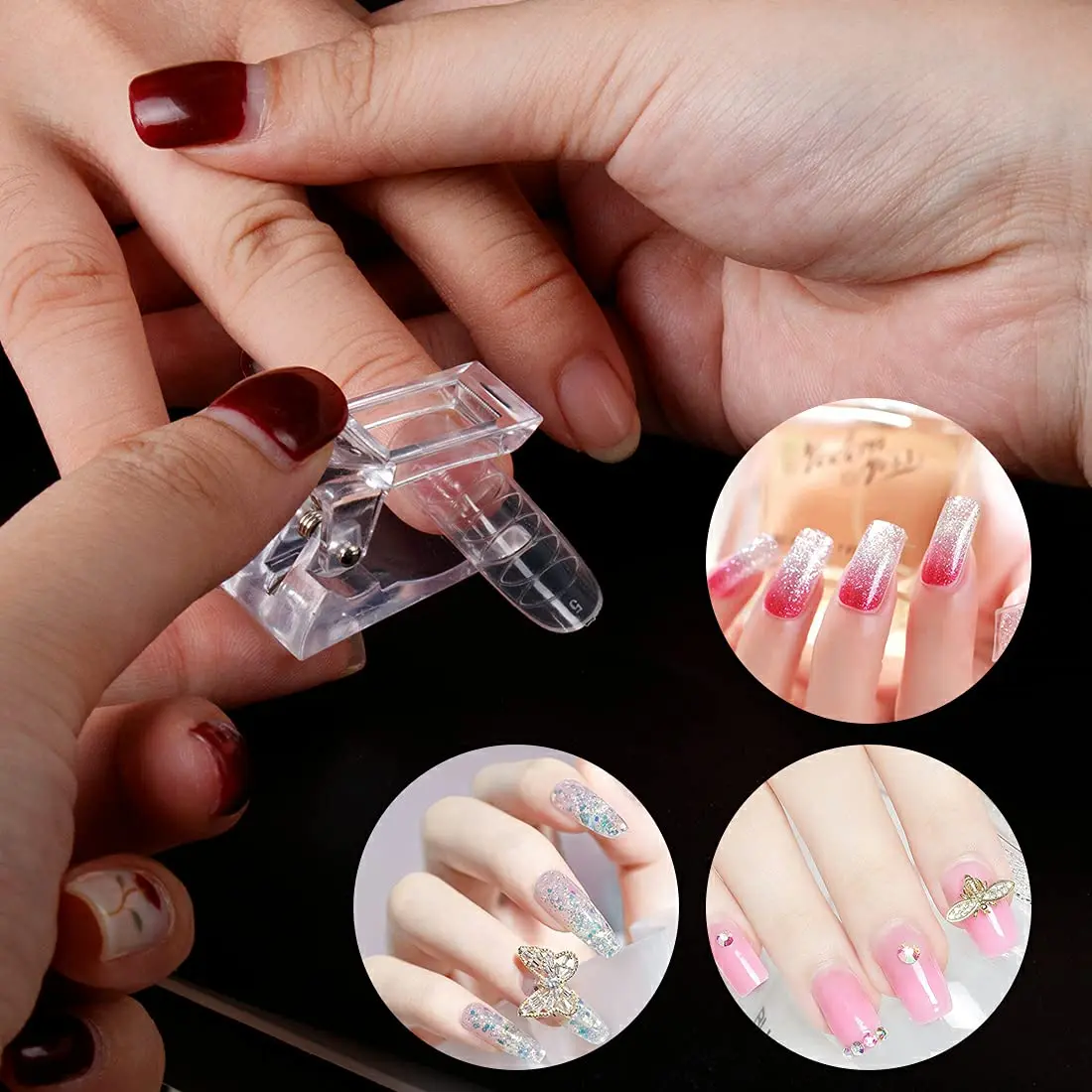 New Nail Tips Clip for Quick Building Poly gel nail forms Nail clips for  poly gel Finger Nail Extension UV LED Builder Clamps