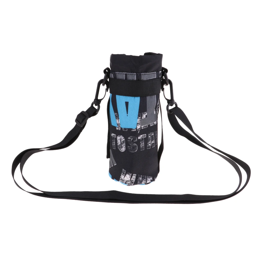 500 мл спортивный оболочка для бутылки плотно прилегающий чехол водонепроницаемый шнурок ремень с углублением и подкладкой с регулируемым плечевым рюкзак на ремнях - Цвет: Blue Letter