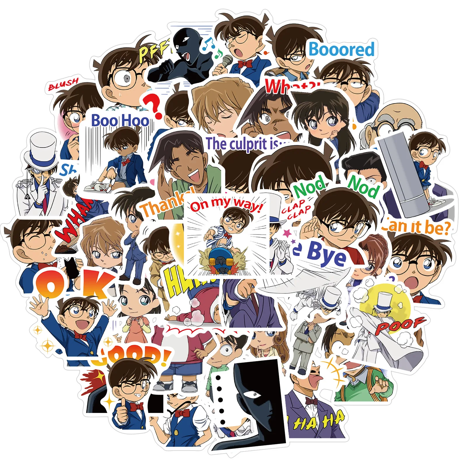 10 50pcs detective conan japanese anime stickers for laptop luggage motorcycle phone skateboard toys car diary pegatinas stickers aliexpress