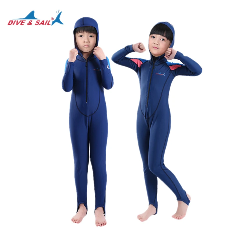 Kids One Piece Wetsuit Long Sleeve Hooded Diving Suits Children Swimwear for Boys Girls Surfing Snorkeling Rashguard Swimsuit | Спорт и