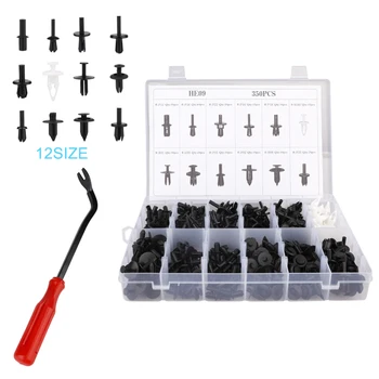 

Universal 350Pcs Car Body Plastic Car Fasteners Push Pin Wheel Arch Fastening Trims Molding Clips Panel Screwdriver Kit