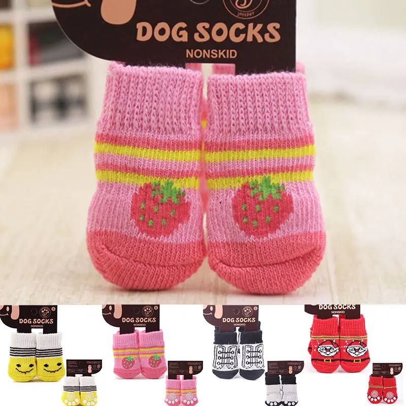 4 шт. милые Нескользящие носки с мультяшным питомцем для домашних животных
