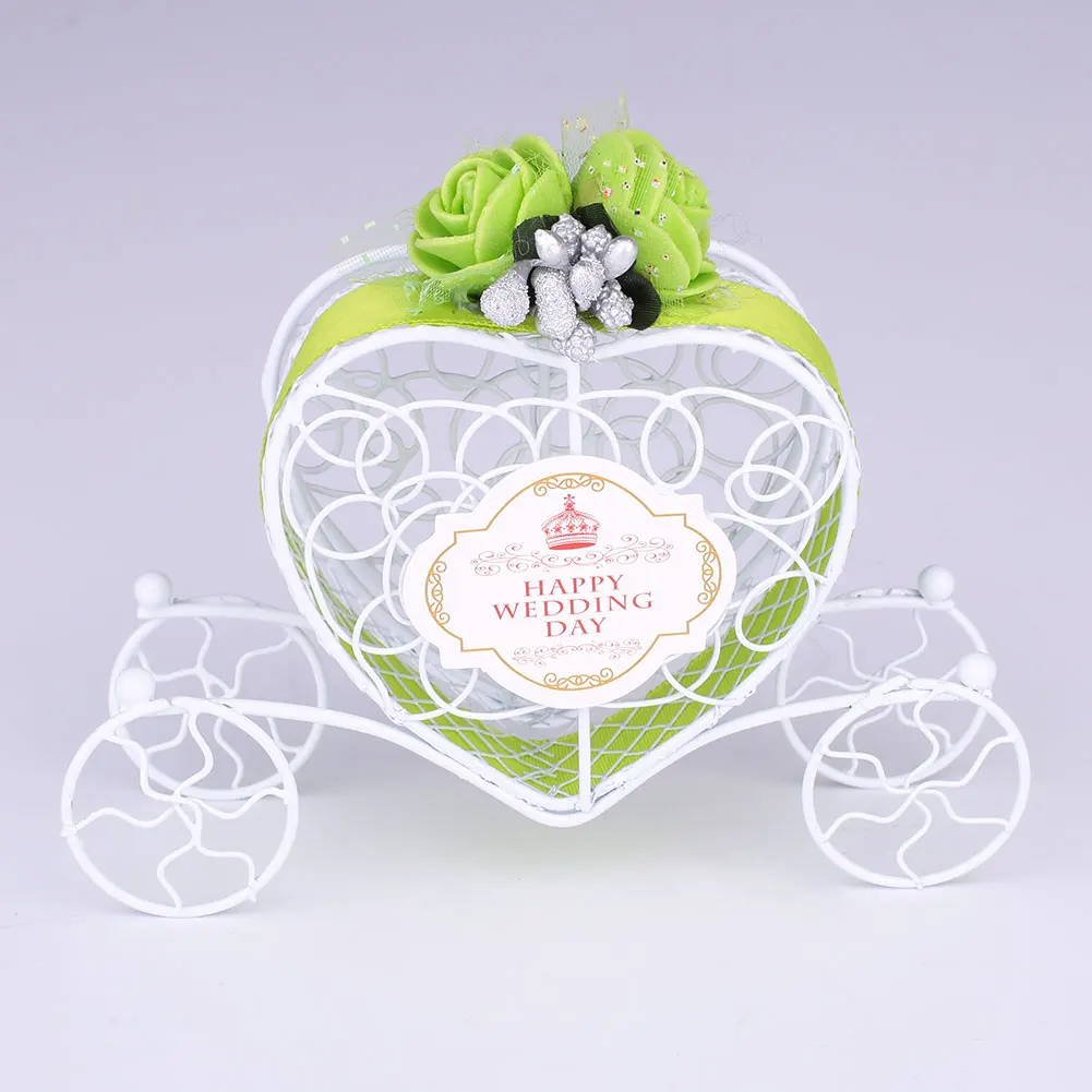 Green Коробка для хранения, карета, спроектированная, полый сахар, свадебные подарочные коробки для конфет, коробка, упаковка, день рождения, вечеринка, держатель ленты - Цвет: Green