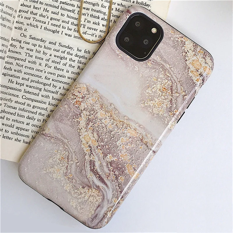 Анти-осенние Агатовые мраморные чехол для iphone 11 11Pro Max XS Max XR для iphone 6 6s 7 8 плюс Гибридный Силиконовый чехол противоударный чехол - Цвет: E