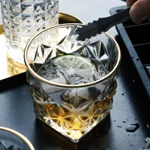 Ins Горячие Роскошные стеклянные чашки стаканчик для воды виски стеклянные Коктейльные стеклянные рюмки вулканическое стекло стеклянная кружка для сока напитки чашка для домашнего использования Золотая краска