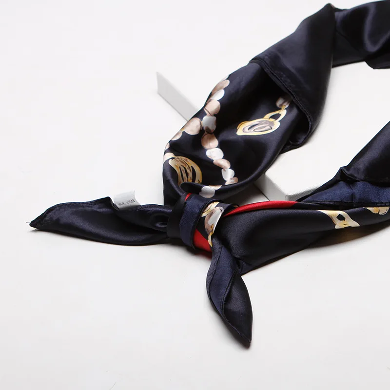 Женский шелковый шарф с принтом каретки, женский роскошный бренд, цепочка с квадратной головкой, шарфы, женский платок, шейный шелковый шарф, размер 90*90 см