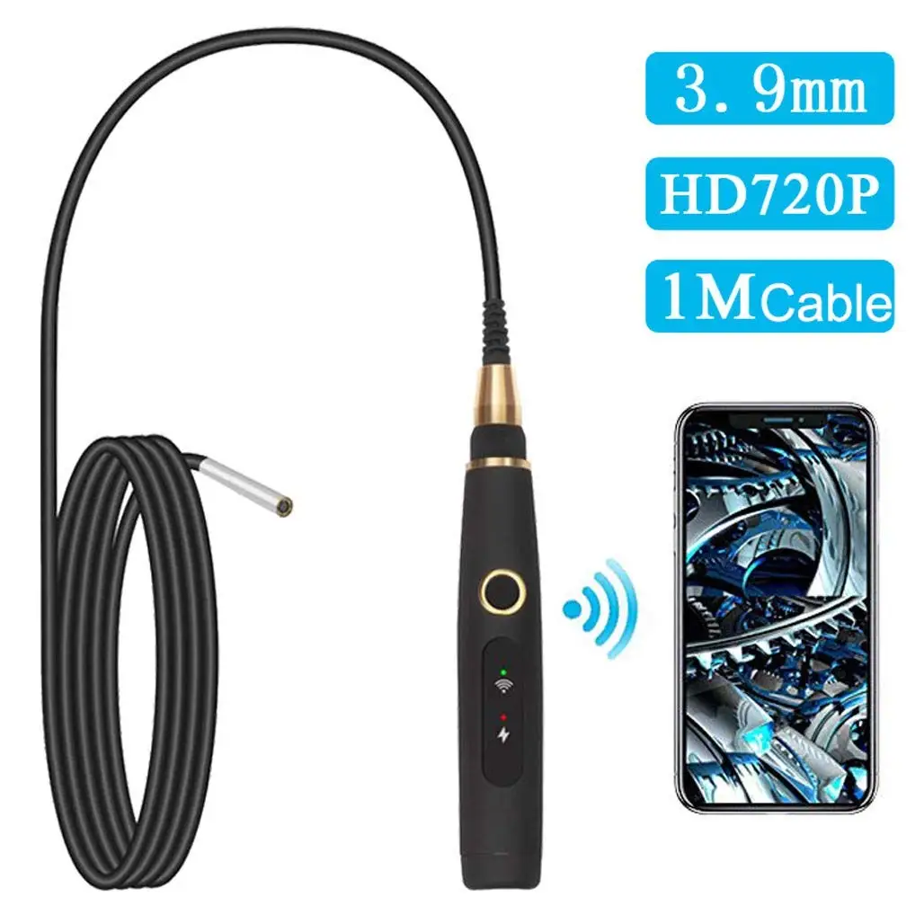 Handheld Endoscope WiFi 3.9mm Lens HD Pipeline Inspection Camera Industrial Borescope for iPhone iPad Android Smart Phone(1M