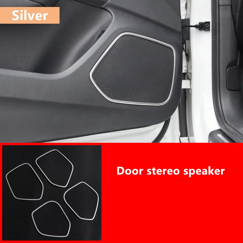 Автомобильная дверная ручка стерео аудио динамик рамка Накладка для Audi Q3 2013-18 нержавеющая сталь консоль Декор полоса лампа для чтения рамка - Название цвета: stereo speaker