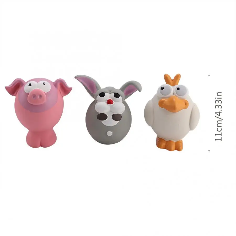 3Pcs Dog Toys Cute Bird Rabbit Pig Model Sounding Latex Teeth Cleaning Protection Biting Chewing Toy for Dog