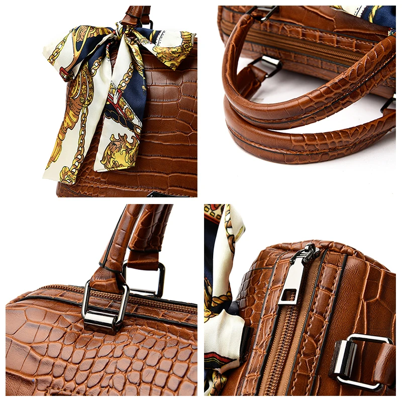 Женская сумка через плечо с заклепками из искусственной кожи в стиле Бостона