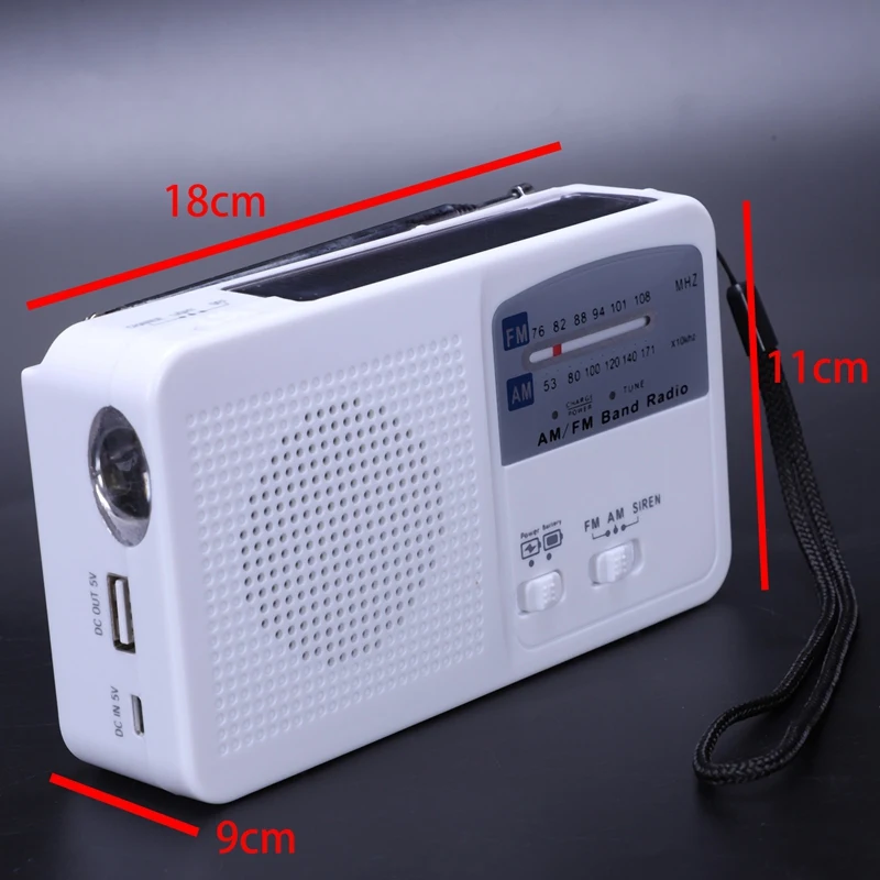 ABHU-Hand Crank Dynamo Radio Led Flashlight Usb Cellphone Charger Am/Fm Channel Outdoor Radio Portable Charging