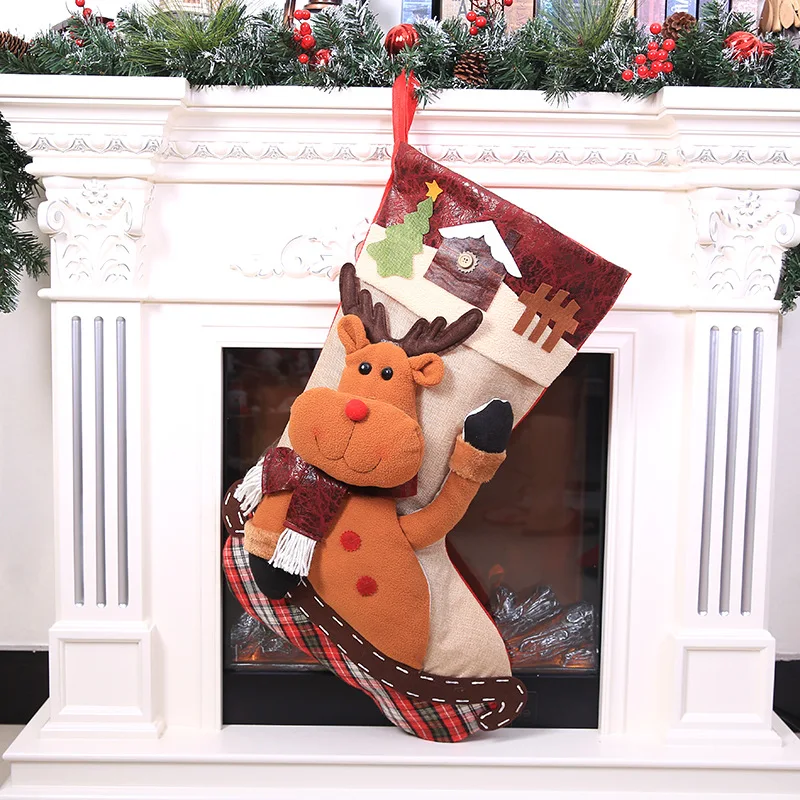 Новинка; носки Санта-Клауса; подарок; очень большие рождественские чулки; висячие украшения; Держатели для детей; сумка для конфет; украшения для рождественской елки - Цвет: 3