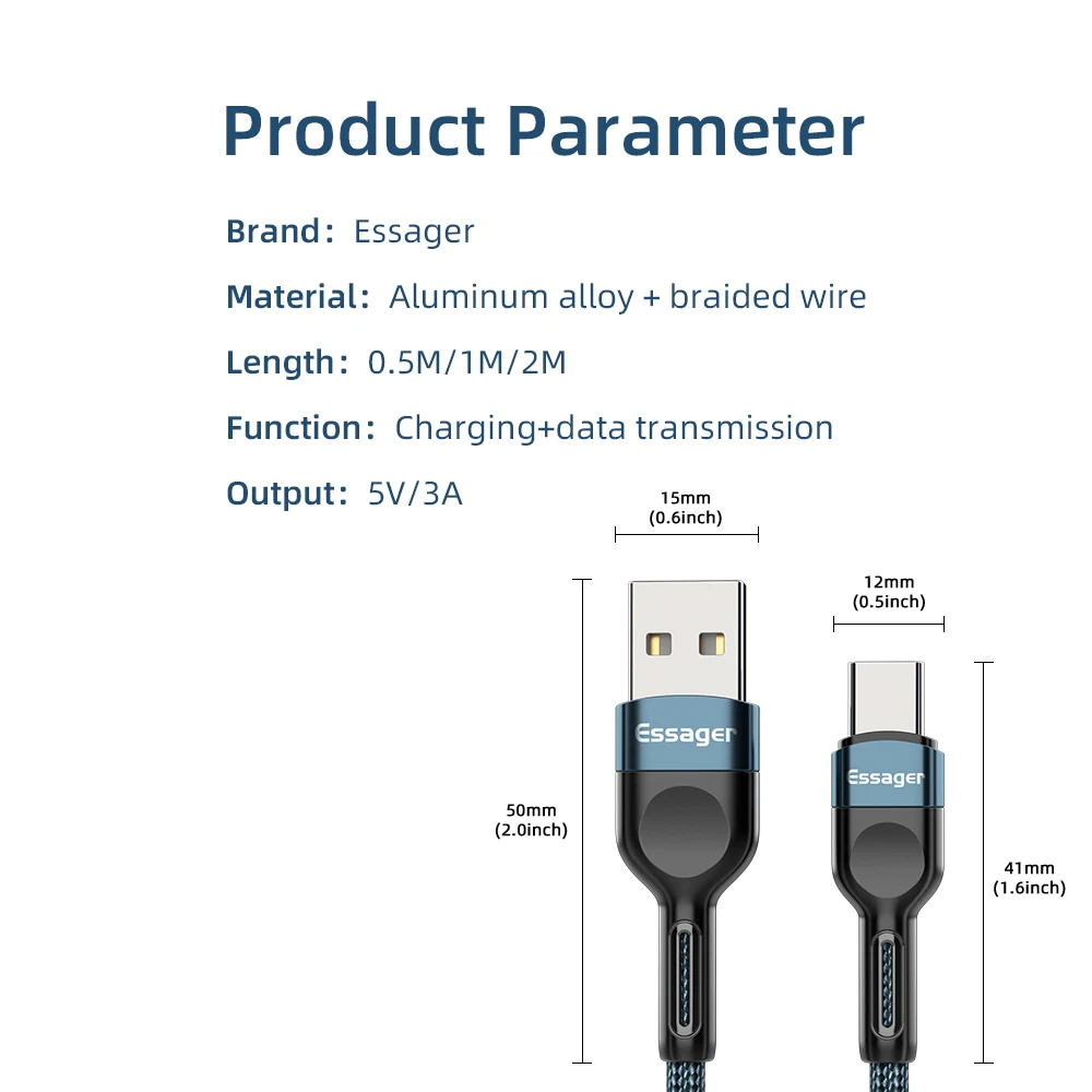 android charger Essager 3A USB Type C Cable Micro USB Fast Charging Data Cable Mobile Phone Charger USB C Microusb Wire Cord For Samsung Xiaomi magnetic phone charger