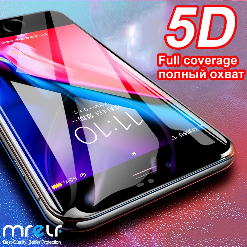 5D закаленное стекло для iPhone 7 6 s Plus Защитная пленка экрана X XR XS Max 8 Защитное