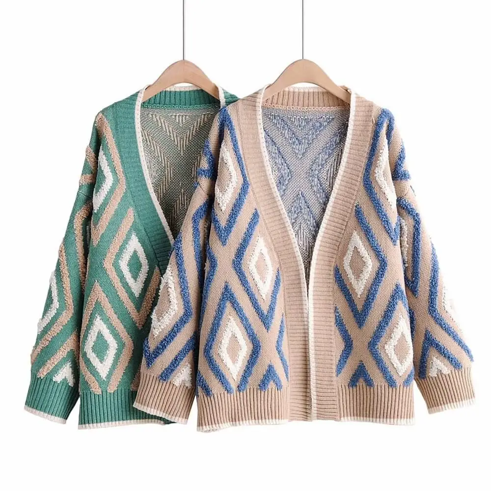 Best Price Print Knitted Sweater Women Female Sweater Cardigan Autumn Winter Oversized Jumper