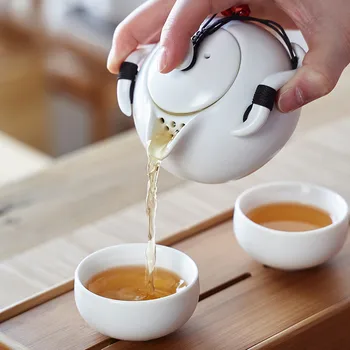 

CHINESE TEA SET ONE POT TWO CUPS CERAMIC SAMLL TEAPOT TEACUP SET DRINKWARE TEA WARE