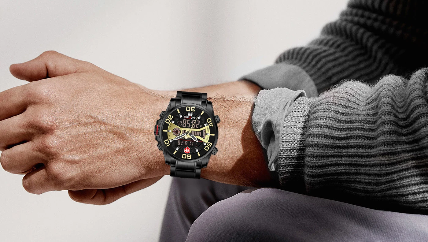 KADEMAN K6171 Роскошные мужские часы Tech lcd спортивные мужские часы полностью стальные 3ATM цифровые наручные часы бренд повседневные деловые