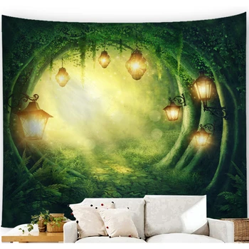 

Psychedelic Tree Tapestry Wall Hanging Forest Landscape Moon Wall Cloth Tapestry Tree Hole Tapestries Carpet Witchcraft Nature