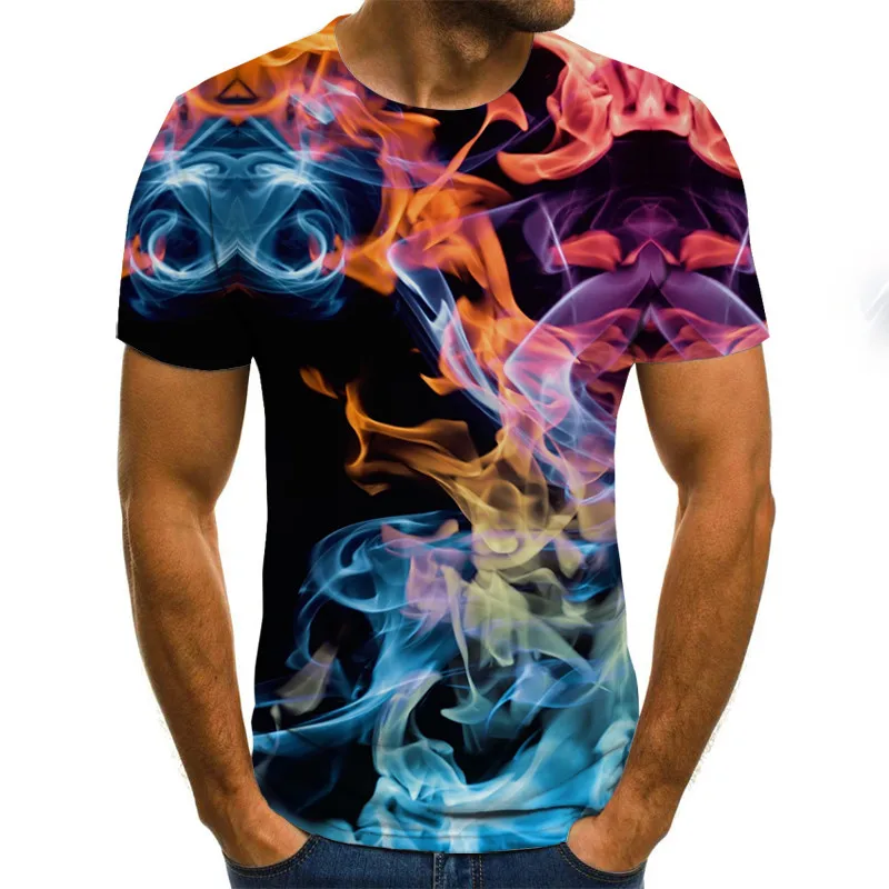 

Hoge Kwaliteit 2020 Nieuwe Mode T-shirt Driedimensionale 3D Gedrukt T-shirt, Vlam Top T-shirt