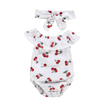 

0-2Years Baby Girl Romper Cherry Print for Newborn Baby Cotton Clothes Short Sleeve Kids Jumpsuit Baby Outfits Spring Summer