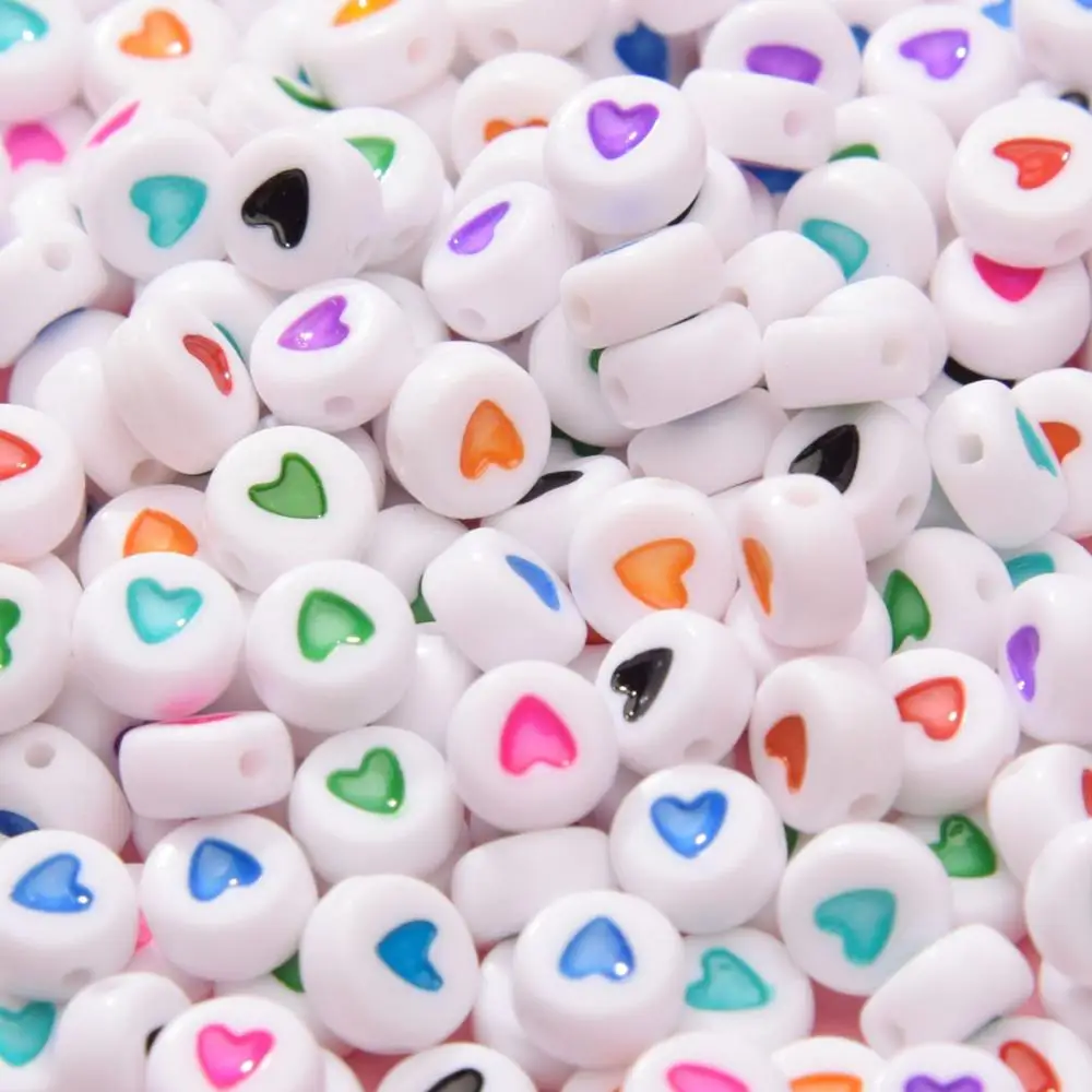 

100pcs/lot Letter Acrylic Beads Round Flat Alphabet Heart Loose Spacer Beads For Jewelry Making Handmade Diy Bracelet Necklace