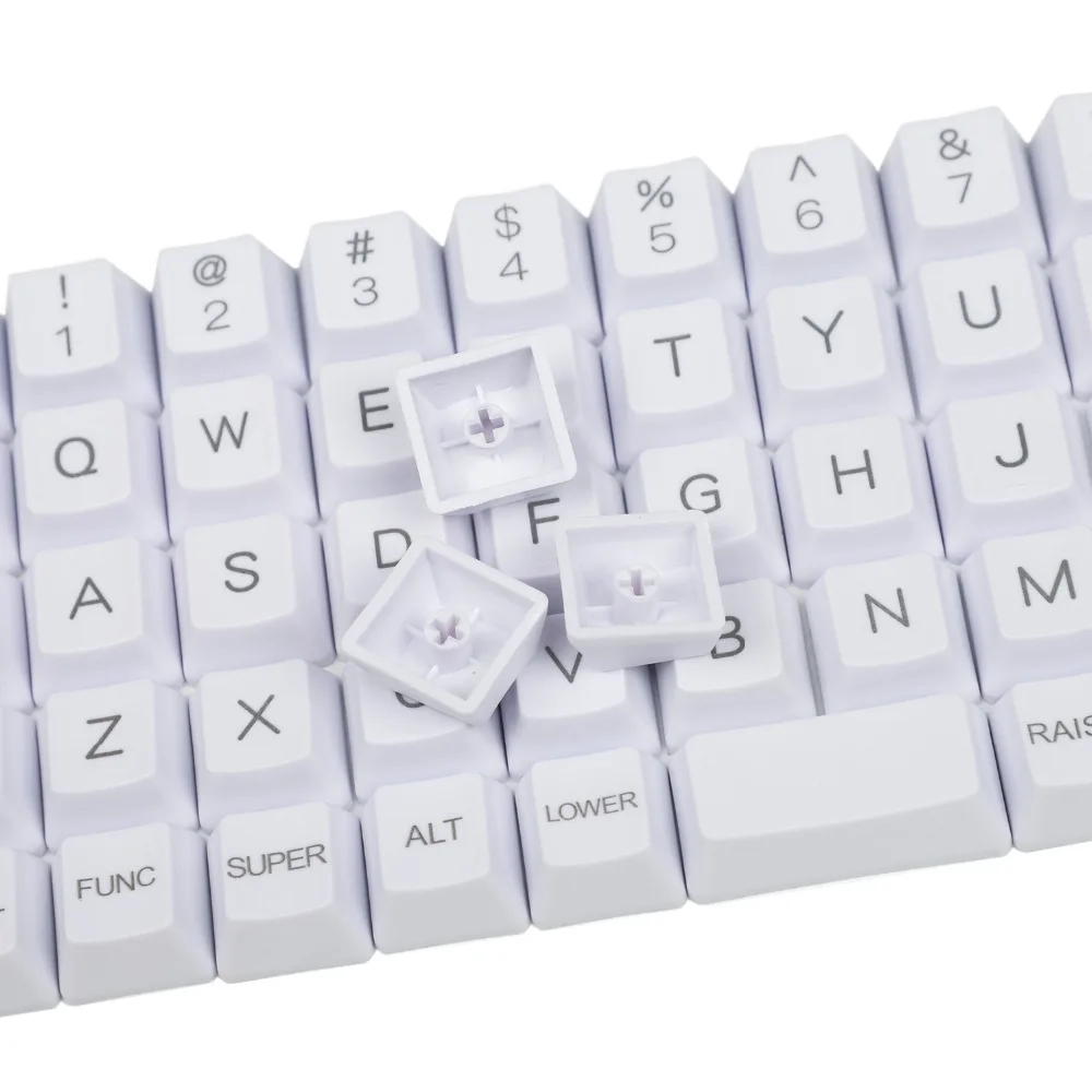 YMDK Planck Niu40 Preonic Keyset White Gray Black Gradient Pure White Laser-Etched OEM Keycap 1.5mm Thickness PBT