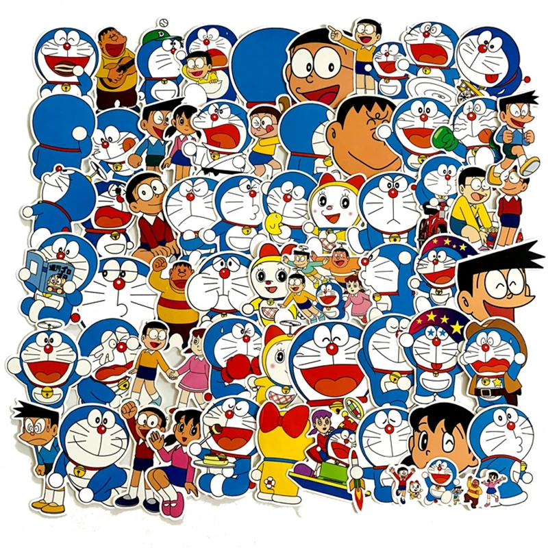 60 шт. Harajuku Doraemon наклейки на ноутбук аниме мультфильм винил багаж сноуборд бутылки