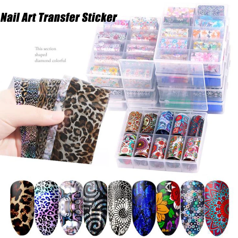 

10Pcs Nail Art Transfer Sticker Flower Adehesive Paper Wraps DIY Nail Decoration