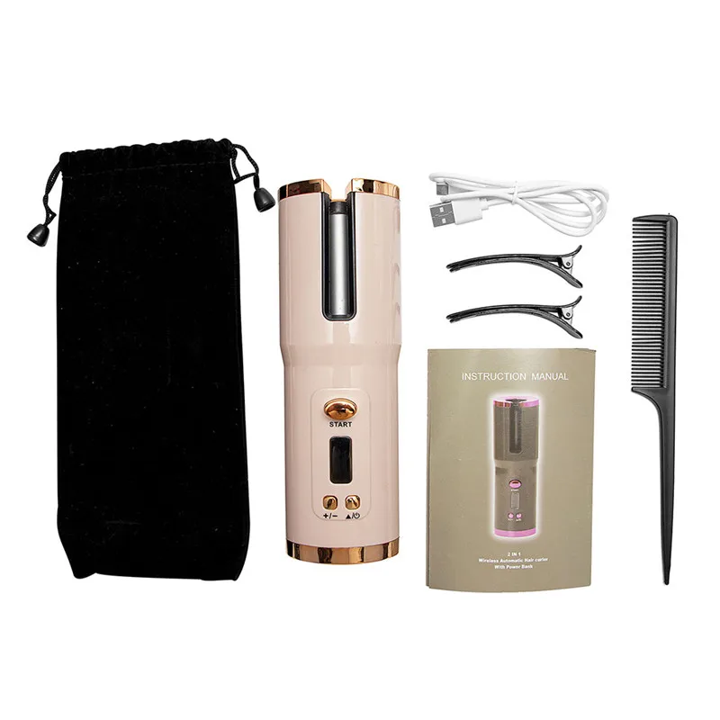 Air Curler USB Rechargeable Cordless Automatic Hair Curler Auto Wireless Hair Waver Tongs Iron Curling Wand