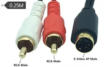 

S-Video & 2-RCA Audio Cables Combo 4 Pin SVideo Male Cord, Gold Plated 0.25m