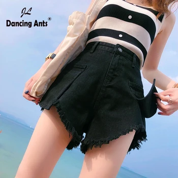 

2020 Women Shorts Jeans Shorts Feminino Sexy Denim leg-openings Plus size Irregular Ripped Short with pockets pantalones