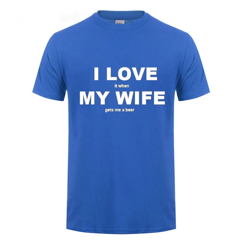 Мужская футболка подарки на день рождения для мужчины I Love My Wife Beer Humor забавная