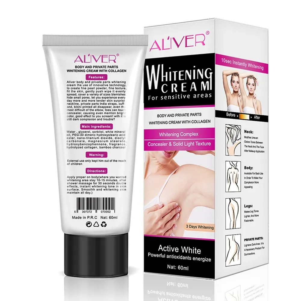 

60ml Skin Lightening Underarm Private Part Whitening Lip Pink Nipple Face Body Color Fading Product Intimate Bleaching Cream