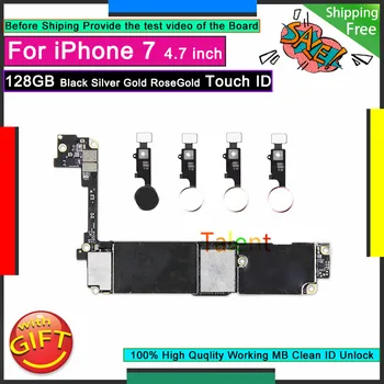 

For IPhone 7 Motherboard 128GB Black Silver Gold RoseGold Touch ID Unlock Disassembly Mainboard Good Working Logic Board Tested