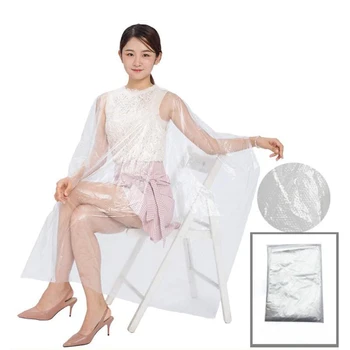 

1 PCS 130*150 Disposable PE Waterproof Apron Cut Perm Dye Hair Cape Gown Antistatic Barber / HomeWrap Hairdressing Cloth