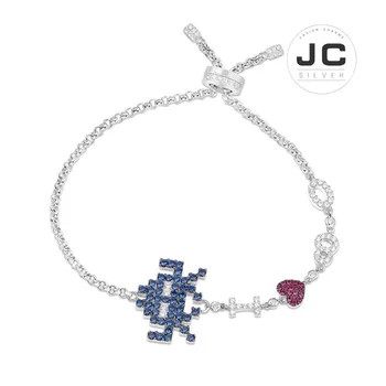 

New Fashion Charms Silver 925 Original Copy Jewelry,Navy Silver Space Shooter Bracelet For Women With Mono Logo Zircon Gift Box