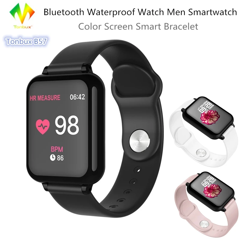 

Tonbux B57 Color Screen Smart Bracelet Heart Rate Blood Pressure Oximeter Step Motion Call Reminder Bluetooth Waterproof Watch