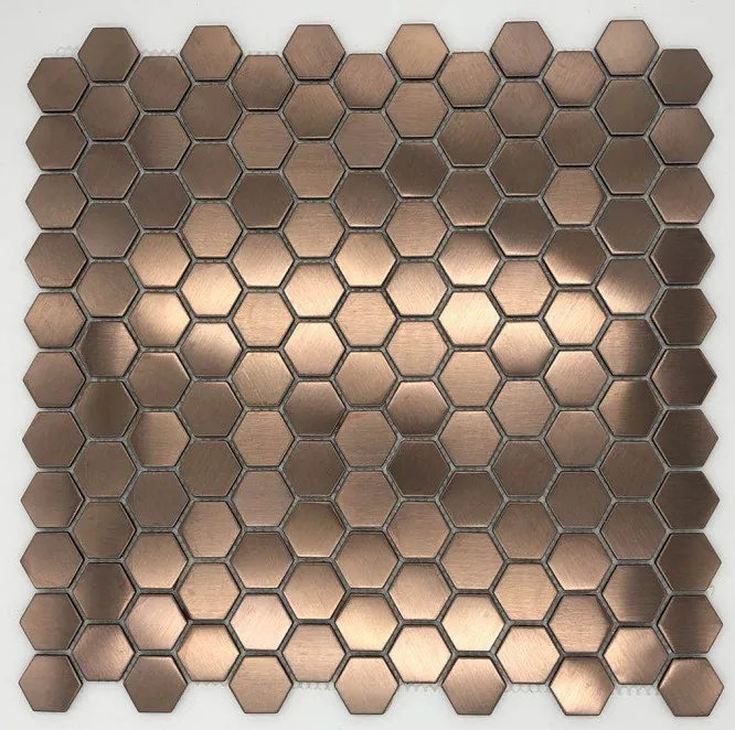 

China factory cheap price rose gold hexagonal metal tile mosaic