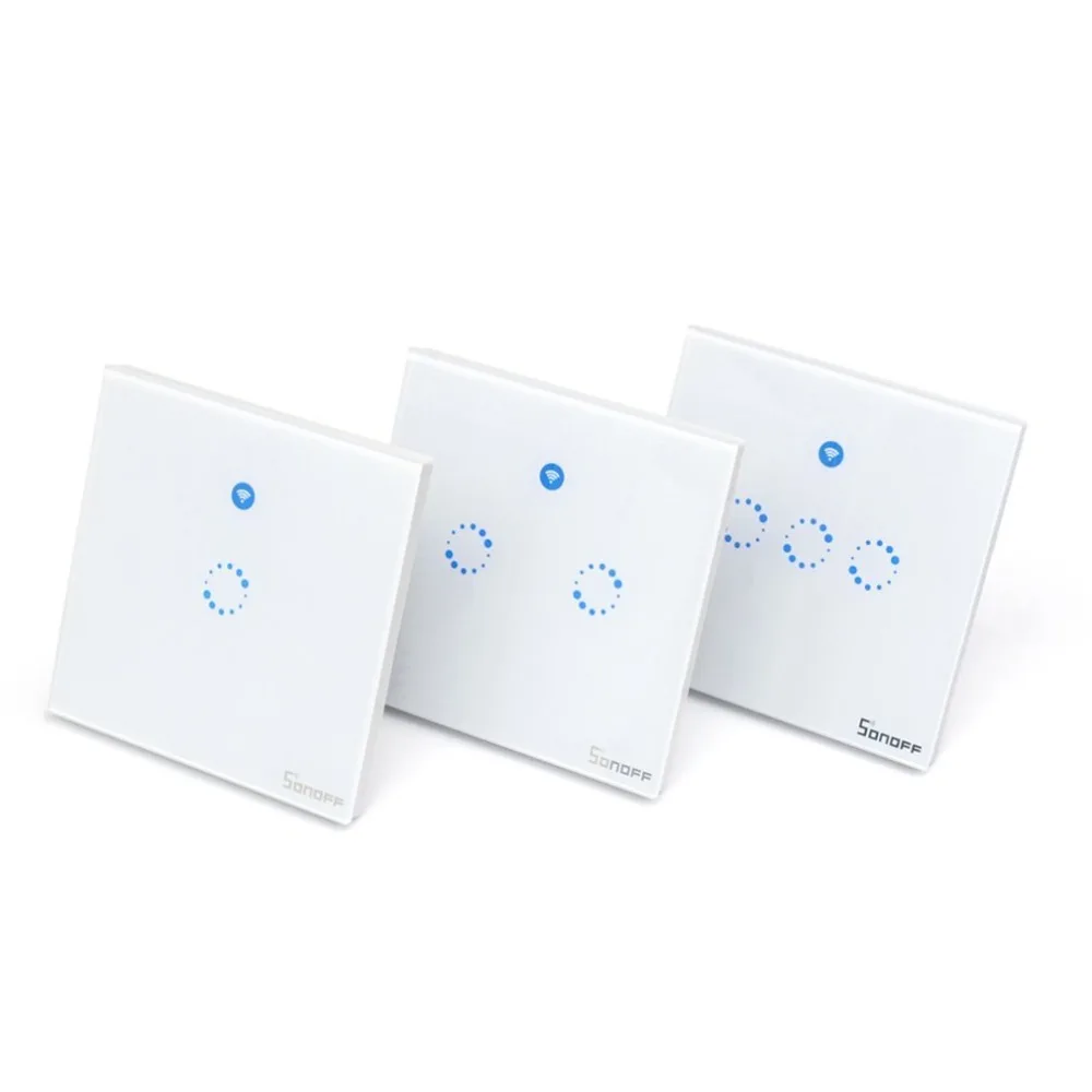 

Sonoff T1 Smart WiFi RF / APP / Touch Control Wall Light Switch 1 /2 /3 Gang 86 Type UK Panel Wall Touch Light Switch Smart Home